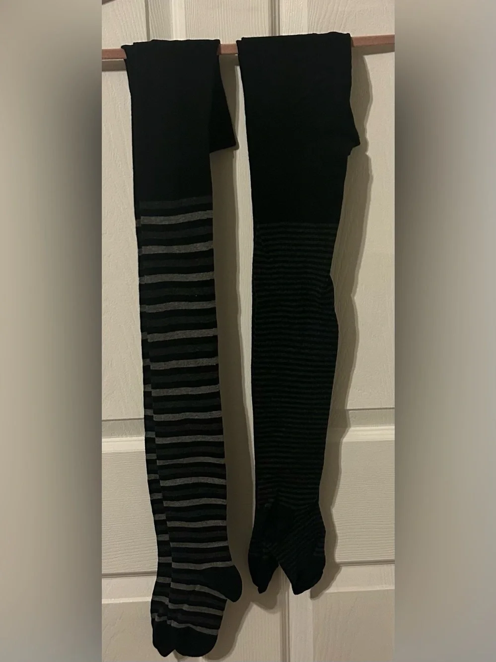 Striped women tights Black & Gray 2 pair Size S